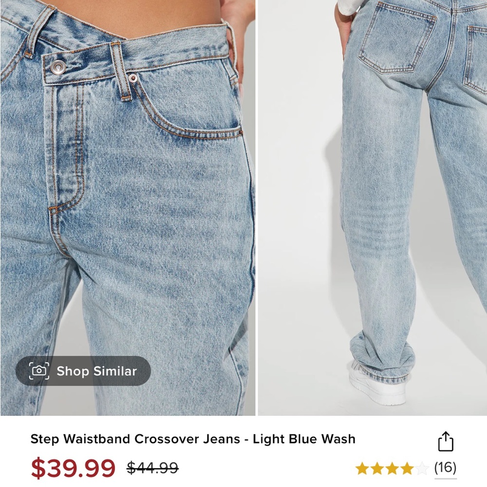 Step Waistband Crossover Jeans